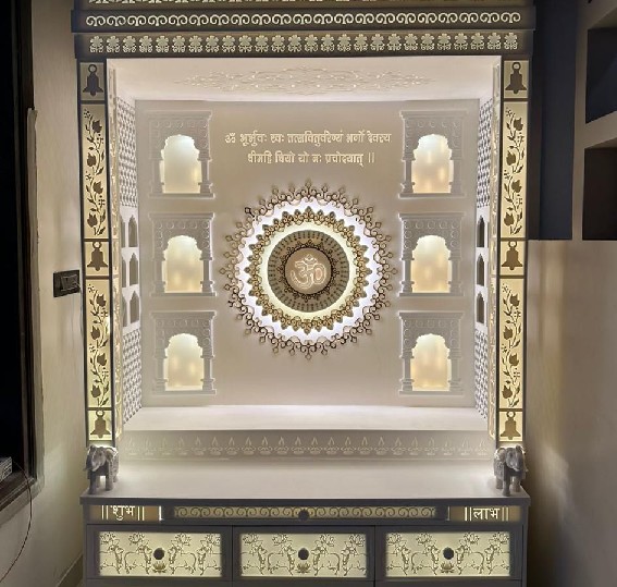 Corian Mandir With Backlight