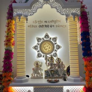 Corian Mandir With Round Pillar