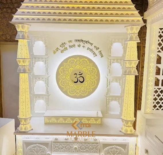 Corian Mandir With Round Pillar