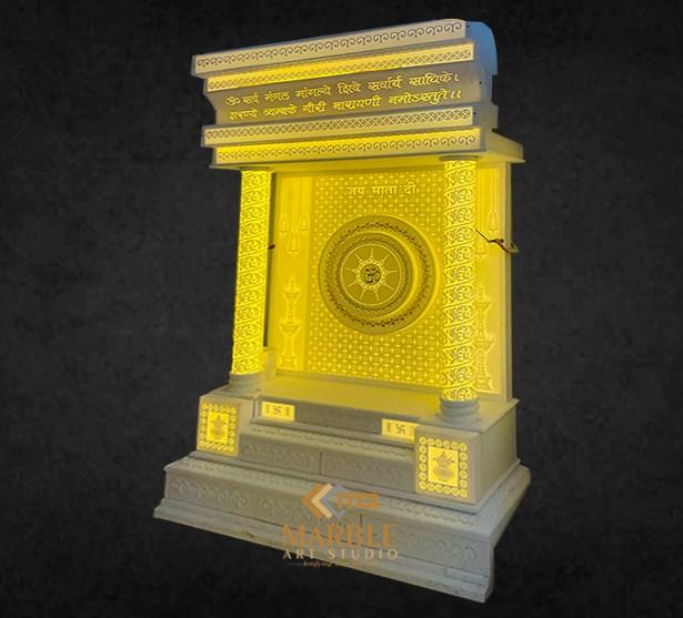 Corian Mandir With Round Pillar