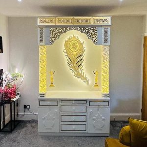 Corian Mandir With Round Pillar