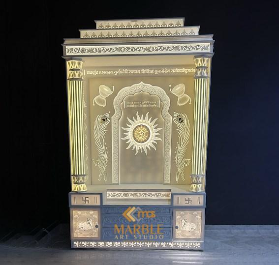 Corian Mandir With Round Pillar