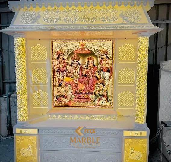 Corian Mandir With Round Pillar