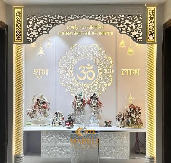 Corian Mandir With Round Pillar