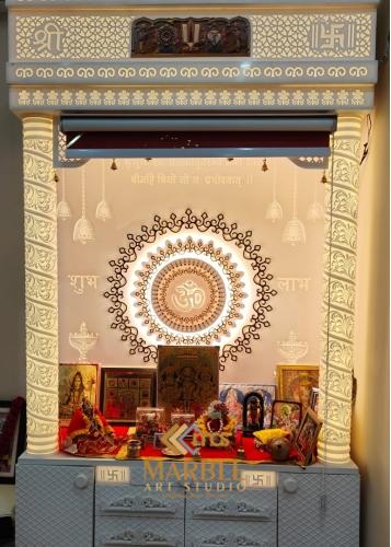 Classic to Contemporary 3D Corian Mandir Design1